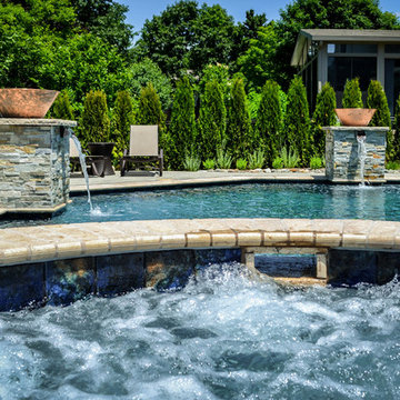 Close up with hot tub and pool