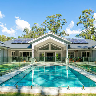 Inspiration for a transitional backyard rectangular lap pool in Sunshine Coast.