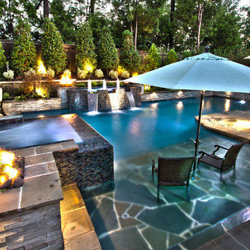 Collierville Modern Geometric Pool, Spa, & Outdoor Living Design