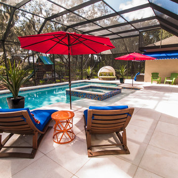Colorful Contemporary Glass Tiled Pool