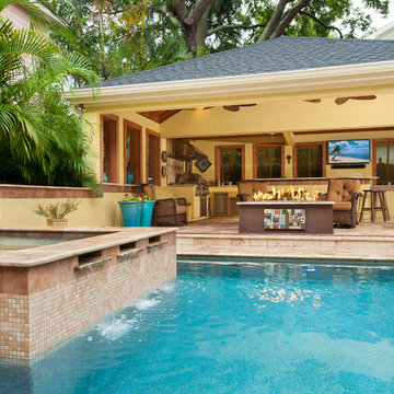 Complete Outdoor Living Mediterranean Pool & Spa, Design & Build -Tampa, Florida