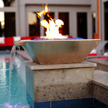 Contemporary Hammered Steel Fire and Water Bowls