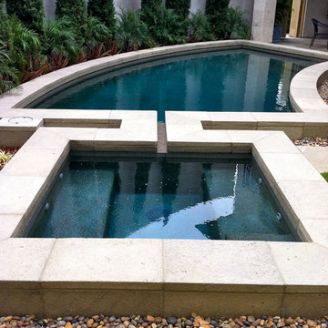 Contemporary La Jolla - landscape architecture, courtyard, pool, italian cypress