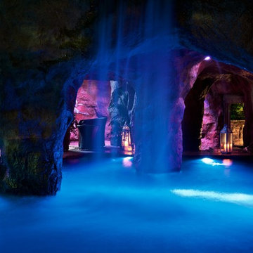 "Cool Pools" in Oklahoma with Swim Through Grotto and Waterfall