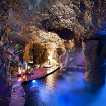 "Cool Pools" in Oklahoma with Swim Through Grotto and Waterfall