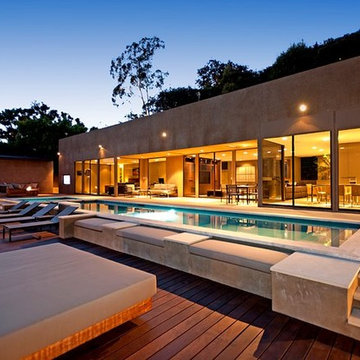 Cordell Drive Hollywood Hills modern home backyard pool terrace & lounge
