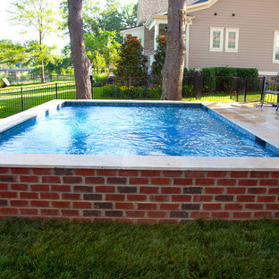 Immagine di una piccola piscina naturale minimal rettangolare dietro casa con pedane