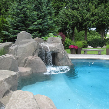 Custom Backyard with Pool, Hot Tub and Waterfall