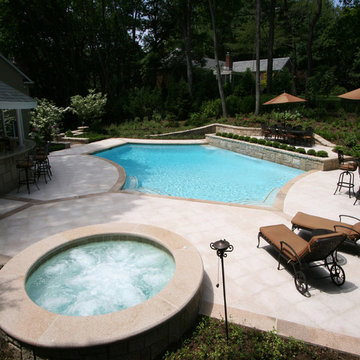 Custom Geometric Pool with Hot Spa