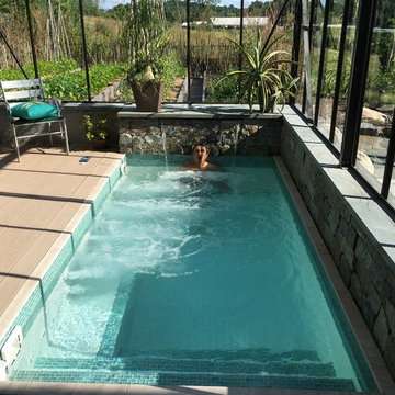 Custom glass and porcelain tile spa