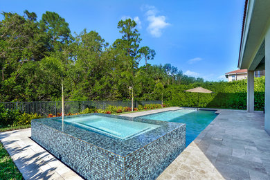 Pool - contemporary backyard custom-shaped pool idea in Miami