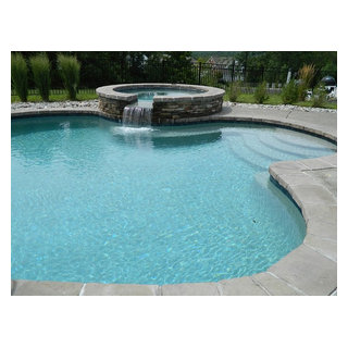 Custom In Ground Pool with Raised Spa and Waterslide - Traditional ...