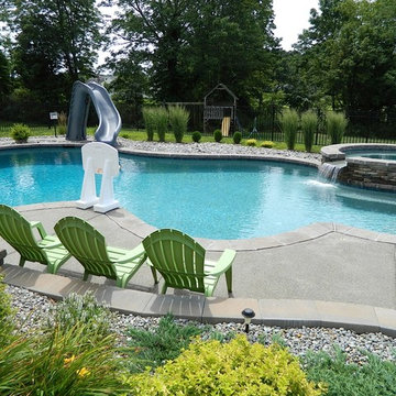 Custom In Ground Pool with Raised Spa and Waterslide