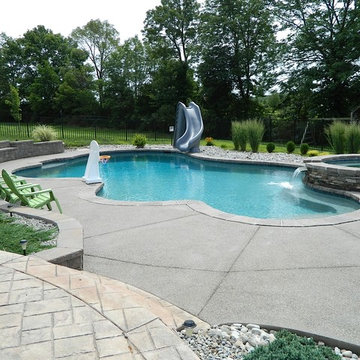 Custom In Ground Pool with Raised Spa and Waterslide