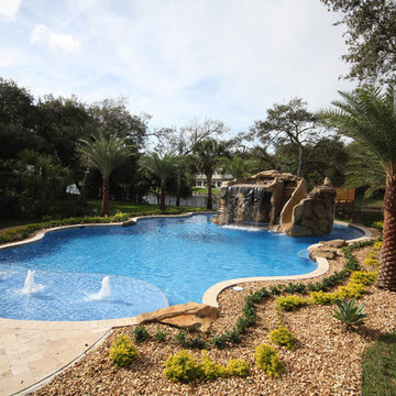 Custom Pool and Spa with Rock Waterfall and Lazy River in Delray beach, Florida