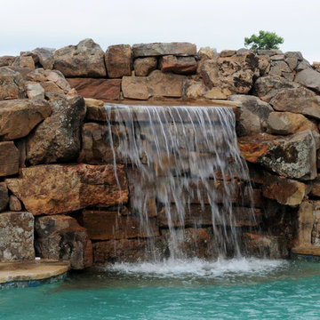 Custom Pool, Large Rock Waterfall with Safe Room behind the Waterfall