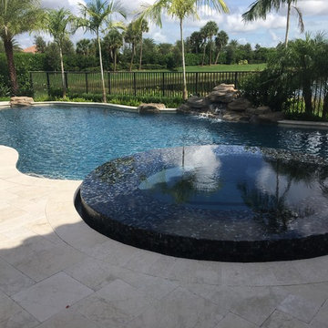 Custom Pool with Small Rock Waterfall and Custom Spa in Delray Beach Florida!