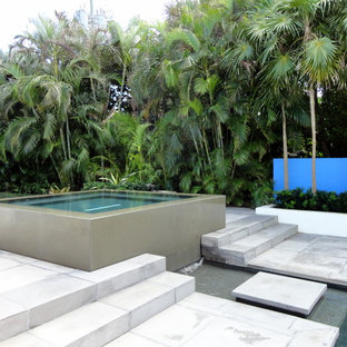 Esempio di una grande piscina minimal dietro casa con una vasca idromassaggio