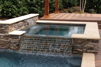 Backyard custom-shaped pool photo in Charlotte