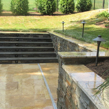 Custom Stone Stairs, Pool Deck and Wall