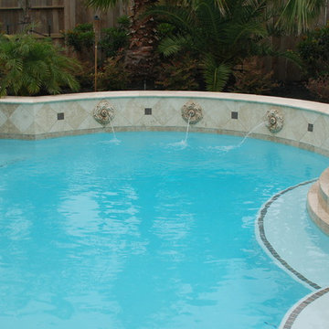 Cypress Custom Pools --- Grecian Style Pool & Spa W/ Sconces