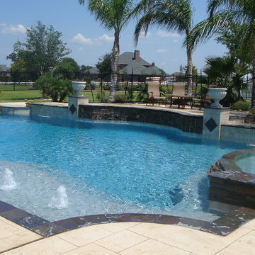 Cypress Custom Pools --- Grecian Style Showcase Pool W/ Slate, Stacked Stone