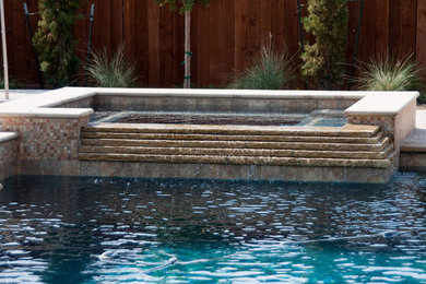 Cypress Custom Pools --- Spa W/ Cascading Stacked Stone