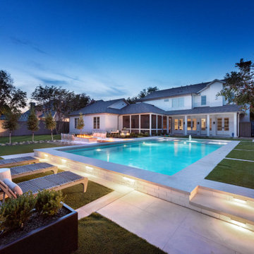 Dallas Inwood Estates Transitional Modern Swimming Pool + Courtyard