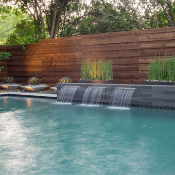 Dallas Small Modern Pool, Flush Spa with Safety Fence