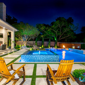 Dallas Transitional Pool, Spa and Fire Staycation