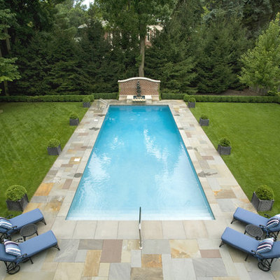 Inspiration for a timeless backyard rectangular pool remodel in Chicago