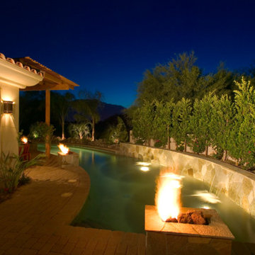 Desert Hideaway lap pool at night