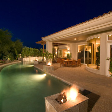 Desert Hideaway lap pool at night