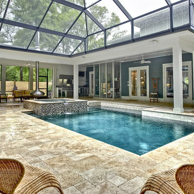 Trendy indoor pool photo in Miami