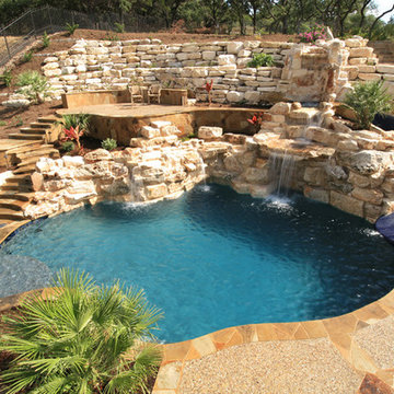 Dominion Double Layer Free Form Pool Spa with Large Waterfall