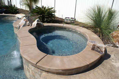 Пример оригинального дизайна: естественный бассейн среднего размера в современном стиле