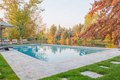 Contemporary rectangular swimming pool in Boise.