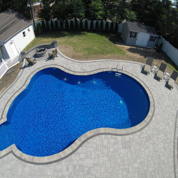 East Islip Pool Patio with Firepit - East Islip, NY