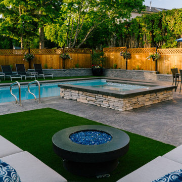 Elegant Backyard with Pool and Hot Tub