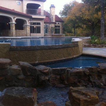 Elegant Tiered Pool + Outdoor Kitchen