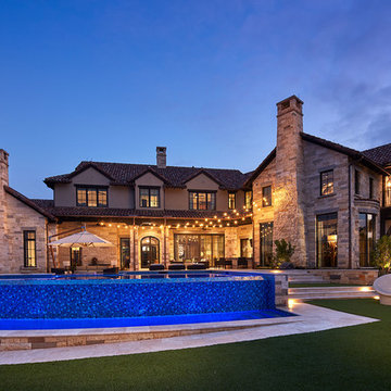 Expansive Backyard Pool with Blue Tile Exterior