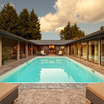 Pool - contemporary courtyard rectangular pool idea in Portland