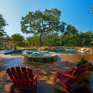 Fair Oaks Ranch, Texas Natural Pool, Spa, Pool House and Pool Deck