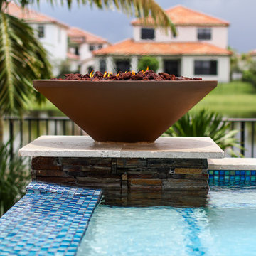 Fire Bowl For Swim Spa With Outdoor Kitchen in Cooper City