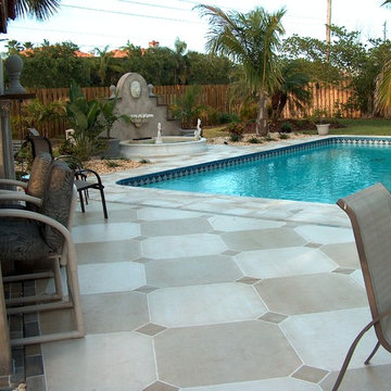 Flagstone and tile pool deck