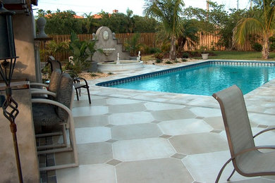 Flagstone and tile pool deck