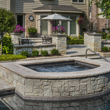 Flagstone Patio with Spa and Swimming Pool