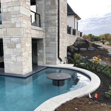 Fond du Lac Real Thin Stone Veneer Outdoor Living and Pool Area
