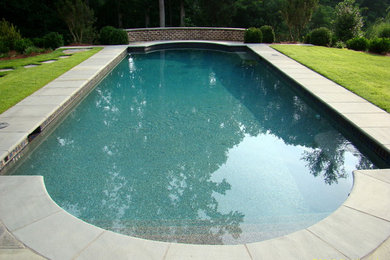 Foto de piscina clásica grande en patio trasero