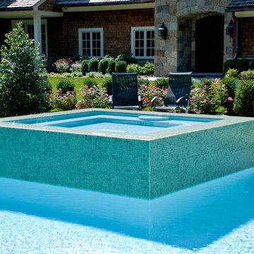 Franklin Lakes NJ Glass Tile Pool and Spa Design